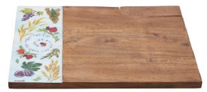 Picture of Yair Emanuel Wooden Challah Board with Knife Painted Edge Design 7 Species
